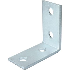 MISA MISA04 Support triangulaire 5 mm d'épaisseur, 4 trous, équerre d'angle pour profilé, raccord à 90 degrés, acier au carbone zingué argenté - Product Image 4