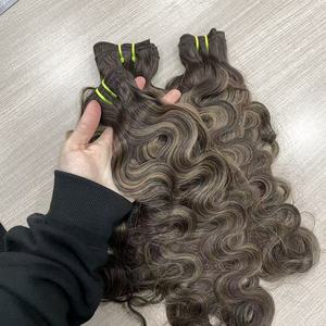 自然波浪高光双层拉丝发束 延长发束 免运费 100% 天然毛鳞片对齐接发 - Product Image 4