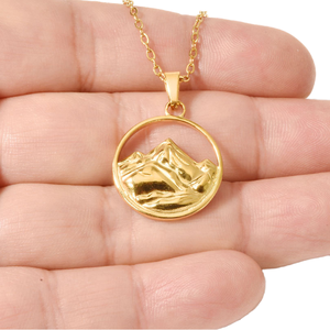 حار الأزياء الإبداعية والمجوهرات مطلية بالذهب الفولاذ المقاوم للصدأ زوجين قلادة شخصية الجبل البحر قلادة وعد قلادة - Product Image 2