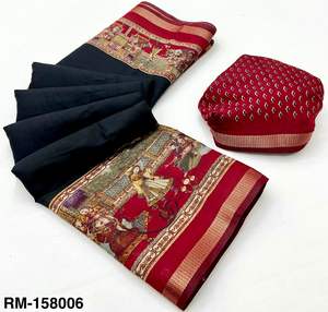 Chanderi lin Saree Kalamkari impression tissage bordure ethnique Style indien bas prix taille libre tenue de fête pour les filles spécial - Product Image 4