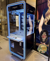 Joyplay Machine à griffes entièrement transparente noire pour centre de jeux d'arcade, avec lumières LED colorées, pour jouets en peluche