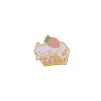 En gros, Broches en métal émaillées à motifs de dessins animés (Chat mignon, Lapin, Chat et fruits, Fraise), Adorables broches quotidiennes, Cadeau pour filles et enfants