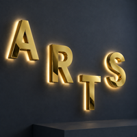 Lettres en relief 3D en aluminium avec finition miroir dorée rétroéclairée, signalétique personnalisée pour les entreprises, les devantures de magasins, les logos muraux