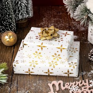 Christmas Wrapping Paper Roll 17in x 32.8ft <b>White</b> Gold Foil Snowflakes 3D Embossed Metallic Shine Gift <b>Wrap</b> for Holiday - Product Image 2