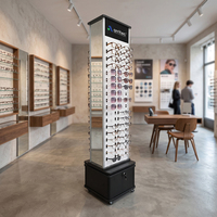 Expositor de Gafas Personalizado con Espejos Completos y Mueble de Almacenamiento de Madera con Cerradura para Ópticas Minoristas