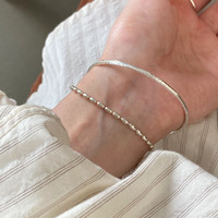 Bracelet minimaliste en argent sterling 925 à maillons ovales, chaîne réglable, bijoux fins