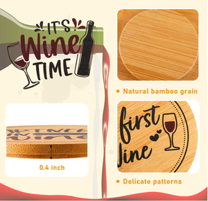 Il bicchiere di vino di bambù divertente personalizzato copre i Toppers in legno per tenere fuori gli insetti per la festa - Product Image 4