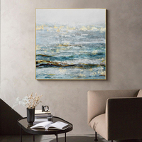Décoration de salon JZ Arts, peinture murale de paysage moderne peinte à la main avec feuille d'or, peinture à l'huile sur toile, taille personnalisée, encadrement