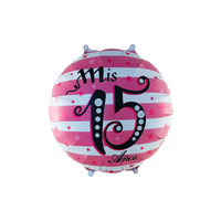 Ensemble de ballons ronds en aluminium brillant BLN de 18 pouces pour 15e anniversaire en espagnol pour décorations de fête