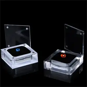 Klare Acryl Diamant Perlen Display Box mit Abdeckung Magnet verschluss Edelstein Stock Vitrine