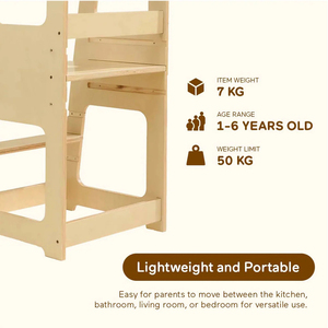 Taburete Montessori <span class=keywords><strong>para</strong></span> Niños Pequeños, Torre de Aprendizaje <span class=keywords><strong>para</strong></span> Bebés con <span class=keywords><strong>3</strong></span> Alturas Ajustables <span class=keywords><strong>para</strong></span> Encimera de Cocina y Lavabo de Baño - Product Image 4