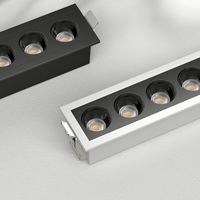 Plafonnier linéaire LED encastré moderne en aluminium UGR<19 IP44 pour bureau, 1x2W-15x2W, grille de projecteur, CRI élevé 90, Triac 5000K