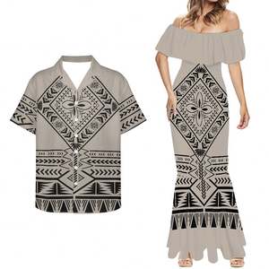 印花需求波利尼西亚部落夏威夷红提尔花定制情侣套装衬衫休闲加大码短袖连衣裙 - Product Image 3