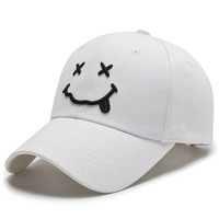 Gorra de Béisbol con Diseño de Cara Sonriente, Estilo Coreano, Deportiva, Moderna, Unisex, Casual, Versátil, 100% Algodón