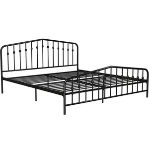 Letto a piattaforma in metallo con struttura del letto King Size di alta qualità con testiera e fondotinta per materasso a pedana