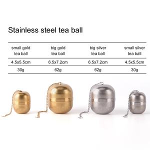 Infuseur à thé en acier inoxydable en forme d'œuf, passoire de thé en or, avec chaîne - Product Image 3