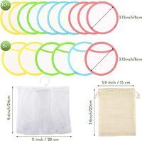Tampons démaquillants réutilisables écologiques en bambou à 2 couches (lot de 16) avec 2 sacs pour le lavage et le rangement