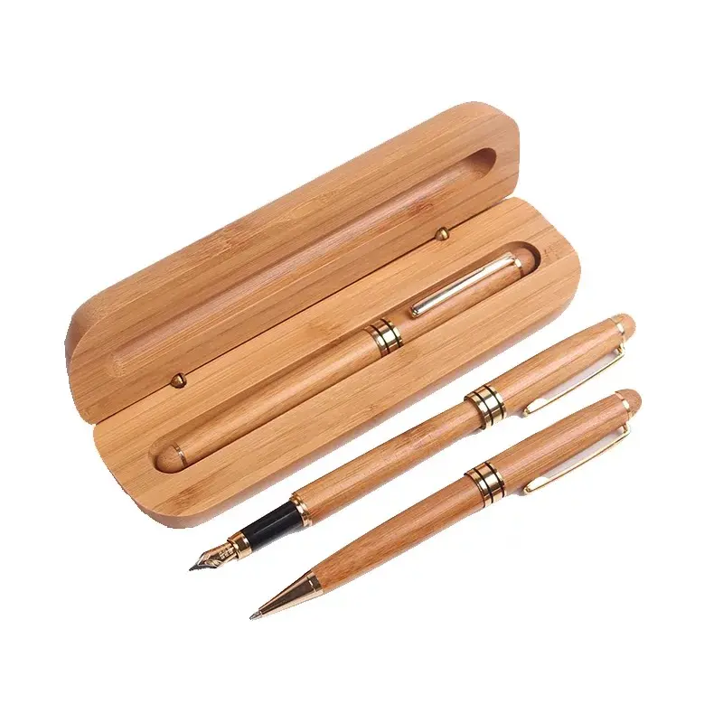 Bolígrafo de bambú de madera ecológico, bolígrafo promocional de impresión de logotipo personalizado