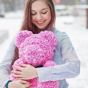 Fleurs artificielles en PE ours et roses <span class=keywords><strong>de</strong></span> 40 cm pour la décoration <span class=keywords><strong>de</strong></span> la maison, Noël, mariage, Saint-Valentin, Thanksgiving, boîte cadeau incluse - Product Image 4