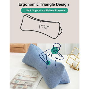 Almohada cervical de soporte firme para alivio del dolor, cojín de trigo sarraceno para la oficina, pausa para el almuerzo, azul, 15 pulgadas, lavable, cómoda almohada enrollable para el cuello - Product Image 4