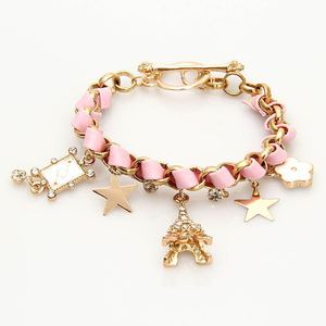 Accesorios de Moda Coreanos, Pulsera y Tobillera de PU Tejida con Diseño de Torre Eiffel, Estrellas, Flores y Corazón, Regalo para Mujer - Product Image 1