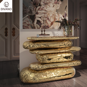 Foshan High End Furniture Manufacturer Luxury Marble Oval Portugal Large Art Design Luxury Console <b>Table</b> Set for Villas BOCA - C - Product Image 2