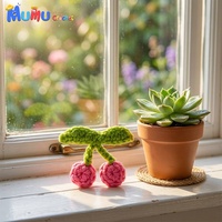 Vente en gros d'appliques en crochet faites à la main, en forme de cerise, amigurumi, embellissements fruités pour chapeaux, accessoires pour cheveux, décoration de vêtements