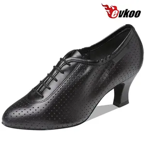 Moda donna di alta qualità avorio bianco nero scarpe da ballo da sala in vera pelle stivali da ballo latino professionali con punta chiusa