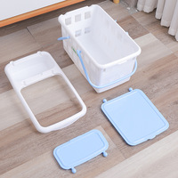 Geweven plastic opbergmand voor buiten, picknick, wasgoed, fruit, met handvat