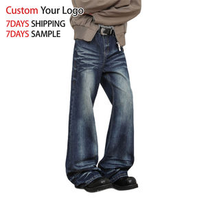 Pantalones Vaqueros de Mezclilla Anchos de Moda Casual de Alta Calidad Personalizados al por Mayor, Estilo Y2K, Corte Recto, Holgados, para Hombre - Product Image 4
