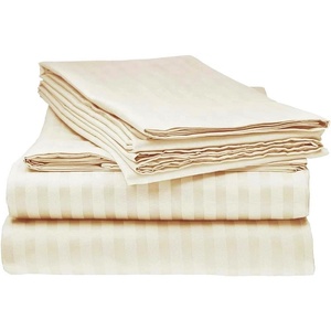 Customized <strong>Single</strong> Double Queen King White Stripe Cotton Hotel Bed <strong>Sheet</strong> Flat <strong>Sheet</strong> <strong>Fitted</strong> <strong>Sheet</strong> Set - Product Image 4