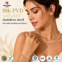 Collier pour femmes tendance en acier inoxydable plaqué or 18K PVD, étanche, couleur inaltérable, avec zircone, très vendu