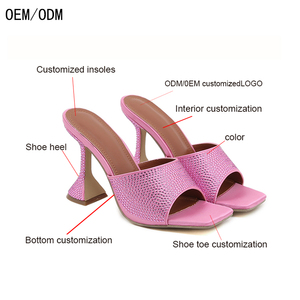 Sandalias de Verano 2025 con Cristales, Diseño Europeo y Americano, Tacones Altos, Punta Cuadrada, Zapatos de Mujer - Product Image 5