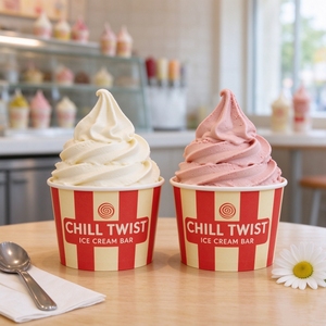 10oz 12oz 16oz Custom Logo Matte Disposable Paper <b>Ice</b> <b>Cream</b> <b>Cups</b> With Clear Dome Lids For Sundae Frozen Yogurt Dessert - Product Image 1