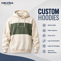 Sweat-shirt décontracté pour homme avec blocs de couleur, logo personnalisé, cordon de serrage, poche kangourou, vente en gros, OEM, ODM, marque privée