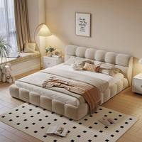Lit moderne haut de gamme réglable et confortable avec revêtement en cuir et cadre en bois, tailles Queen/King, avec fonctions de rangement