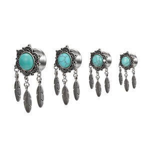 مصنع الفولاذ المقاوم للصدأ الأذن المتوسع تمتد الأذن مقاييس المقابس اللحم الأنفاق الأوزان ثقب مجوهرات للجسم - Product Image 1