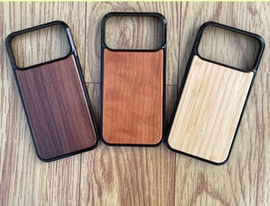 Coque de téléphone en bambou naturel et caoutchouc pour iPhone 12 13 14 15 16 Pro Max, coque personnalisée en bois pour iPhone 17 Pro Max - Product Image 2