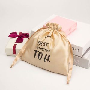 Petit sac cadeau en tissu imprimé avec logo, luxueux, doux, en satin de soie, pour parfum, emballage personnalisé, sac à bijoux avec cordon de serrage - Product Image 4