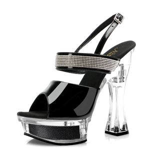 Sandali in cristallo Stripper da 14cm di atmosfera esotica per Nightclub in stile gotico Plus Size Drag Party modello da passerella - Product Image 4