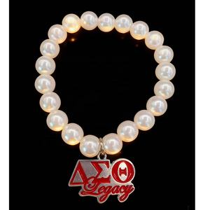 Delta Sigma Thet Red Delta Legacy Elastische Perle Charm Armband Soror Geschenk Nettes Armband Jubiläums geschenk für Freundin Schmuck - Product Image 2