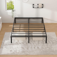 Cadre de lit en métal moderne pour lit king/queen size, assemblage facile, lattes en métal et en bois, cadre de lit queen size