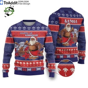 Ropa de calle personalizada Samoa <span class=keywords><strong>Manuia</strong></span> Le Kirisimasi suéter de cuello alto suave sudadera de Navidad de gran tamaño para hombre - Product Image 4