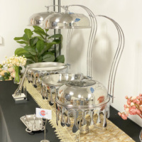 Nouveautés 2026 : Réchaud de buffet suspendu en acier inoxydable, chauffe-plats à gaz, capacité 8L, ensemble commercial pour mariages