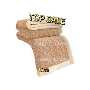 Manta de forro polar de Sherpa de 2 capas personalizada, manta de Sherpa suave de piel fluida bordada con logotipo personalizado para Festival, regalo de Navidad - Product Image 3