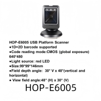 Lecteur de codes-barres de bureau étanche avec interface USB, reconnaissance de codes QR 2D, certifié ROHS, garantie 1 an, capteur CMOS, noir