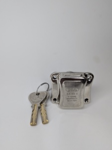 Serrure de porte multifonctionnelle 32 mm avec clé à lame ondulée, corps en alliage de zinc et finition en acier inoxydable 304, clé en laiton, serrure de sécurité compacte - Product Image 3