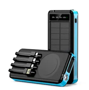 Banco de energía solar de 10000mAh para iPhone Samsung Cargador de batería inalámbrico de carga portátil Bancos de energía y estación de energía