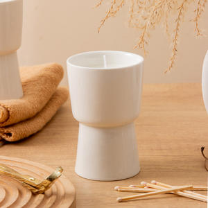 Porte-bougie en céramique élégant, forme cylindrique, tasse vide pour décoration intérieure, usage cadeau DB2732 - Product Image 3
