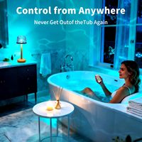 Lampe de douche LED étanche, projecteur d'ondes océaniques, commande tactile et télécommande, lampe de table rechargeable sans fil pour salle de bain et chambre à coucher